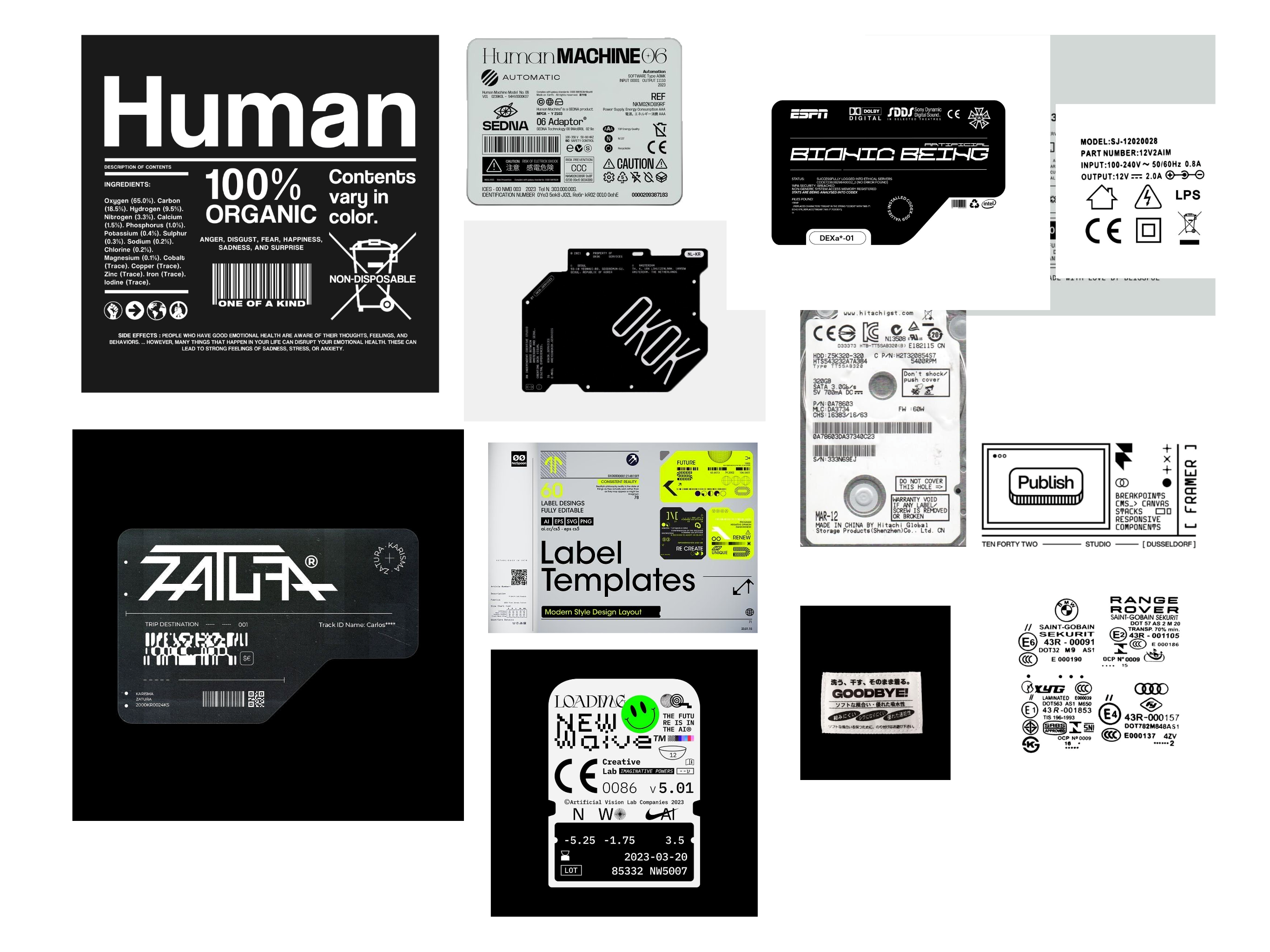 Moodboard: industrial labels and typography