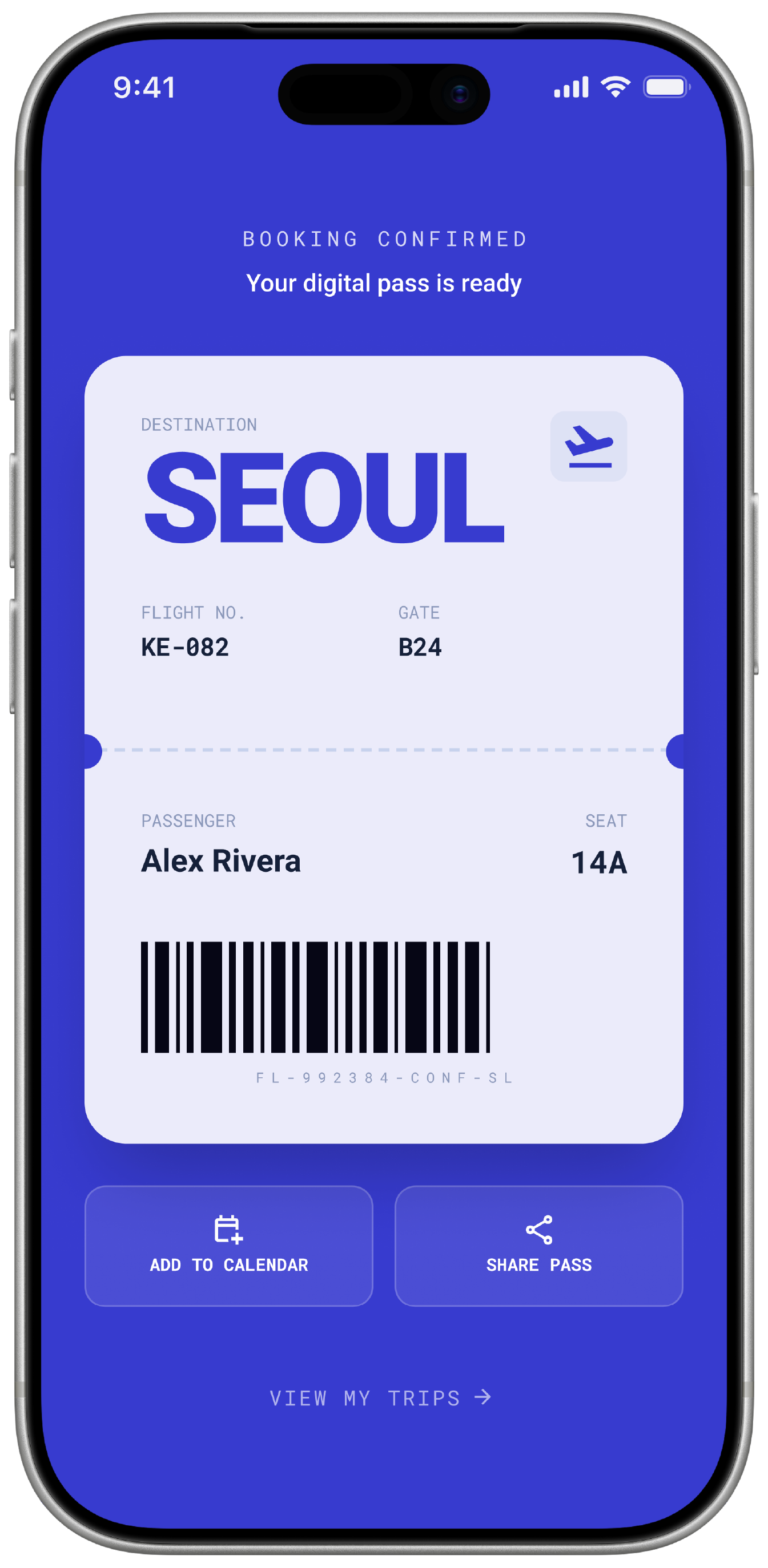 Digital boarding pass